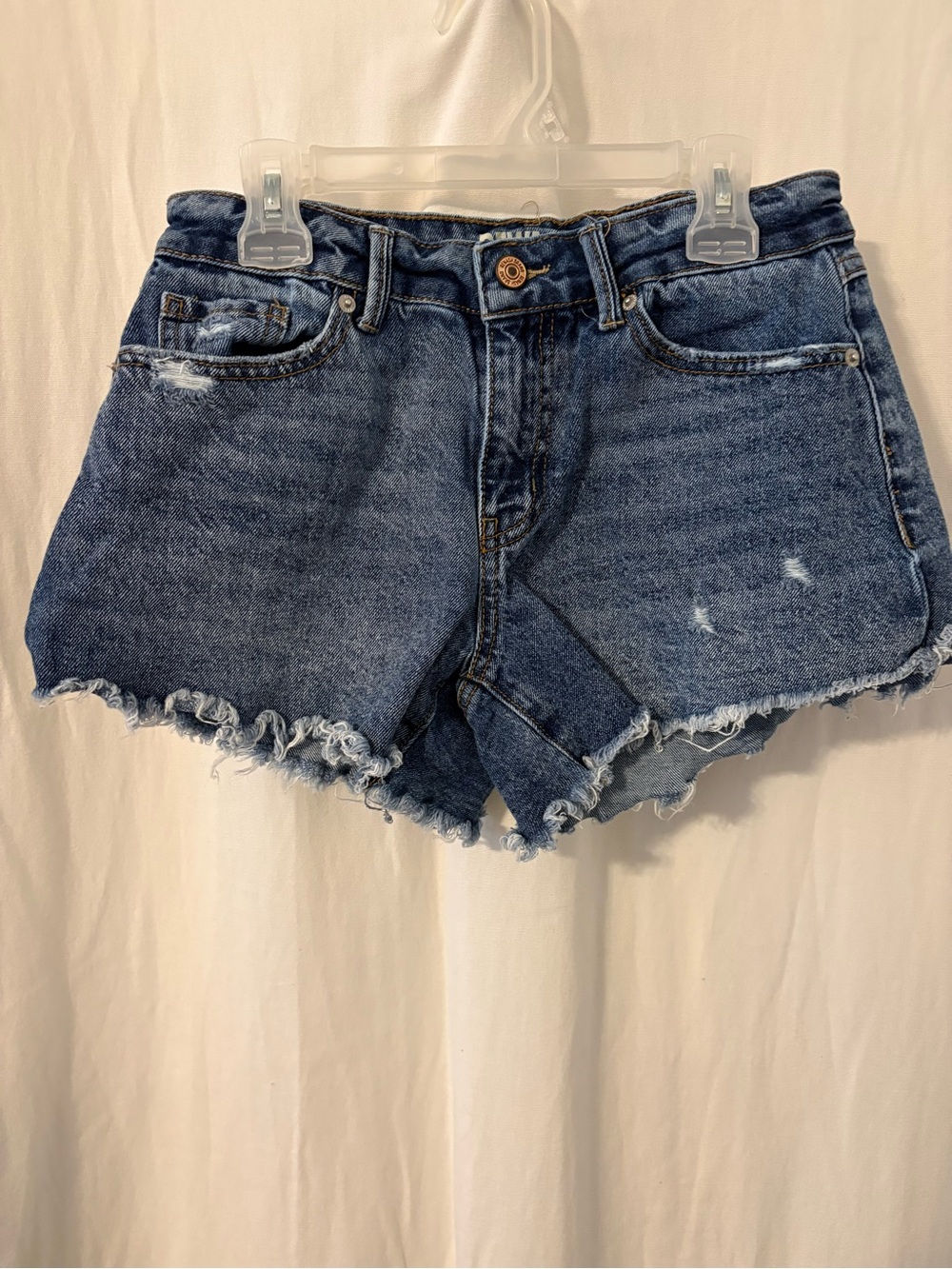 Rewash Distressed Raw-Hem Denim Shorts - Blue